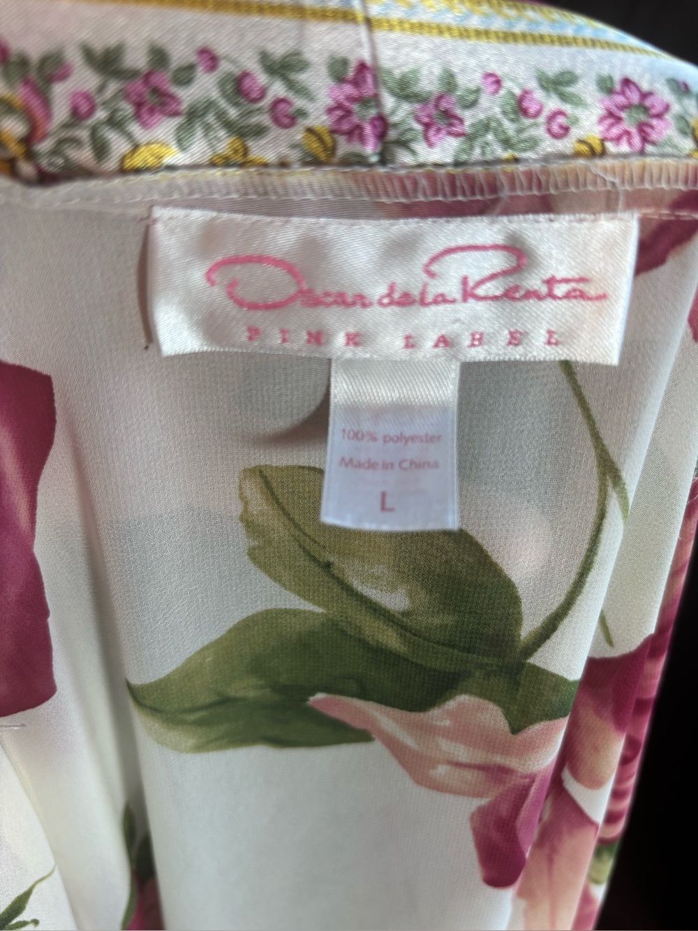 OSCAR DE LA RENTA PINK LABEL FLORAL ROSES GOWN & ROBE SHEER IVORY CHIFFON SIZE L - Picture 4 of 6